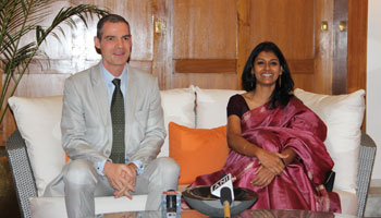 French Ambassador to India Jérôme Bonnafont and Nandita Das addressing the media in New Delhi on Friday