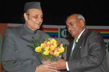 IFFCO Managing Director Dr U S Awasthi welcoming Dr Karan Singh for the 23rd Jawahar Lal Nehru Memorial IFFCO lecture in Delhi on November 19, 2010.