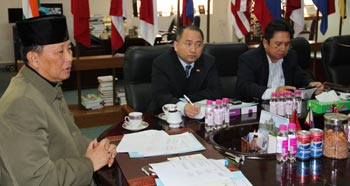 Indonesian Ambassador Gen Ghalib with his team in his office in New Delhi