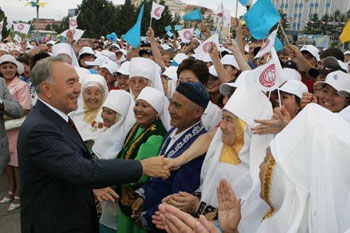 President Nursultan Nazarbayev campaigning