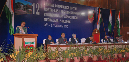 Lok Sabha Speaker Meira Kumar inaugurating the 12th North-East Region Commonwealth Parliamentary Association (NERCPA) Conference in Shillong on January 29, 2010