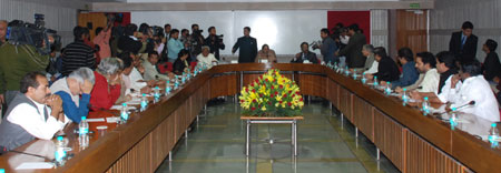 Lok Sabha Speaker Meira Kumar at a meeting of Leaders of Political Parties in Lok Sabha, held in Parliament Library Building, on February 20, 2010.