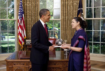 Indian Ambassador to the US, Meera Shankar, with President Obama