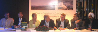 Pau Tourism officials addressing a press conference in New Delhi