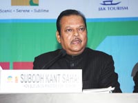 Union Minister for Tourism Subodh Kant Sahai addressing at the inauguration of the SATTE Travel and Tourism Exchange, in New Delhi on January 28, 2011