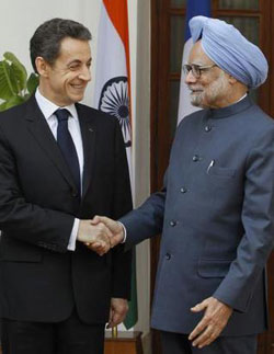 Sarkozy with Manmohan Singh