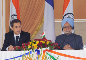 Sarkozy with Manmohan Singh