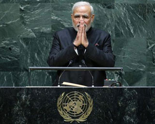 Prime Minister Narendra Modi addressing the United Nations General Assembly