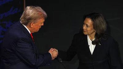 Donald Trump with Kamala Harris
